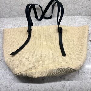 a new day Natural Straw Tote with Black Straps